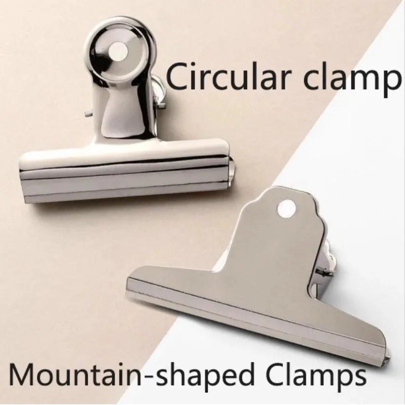 6Pcs Stainless Steel Round Clamps Strong Multi-specification Mountain-shaped Clamps Dovetail Clamps Bill and Document Clamps