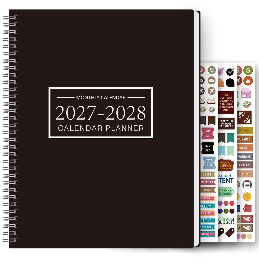 1Pc A4 Monthly Planner and Calendar Book 2 Year Monthly, Large Grid Monthly Organizer with Notes Pages, with 3 Stickers