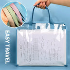 HUAJIE A4 Transparent Accordion File Bag, Waterproof Snap Folder for Students, Large Capacity Handheld Document Organizer