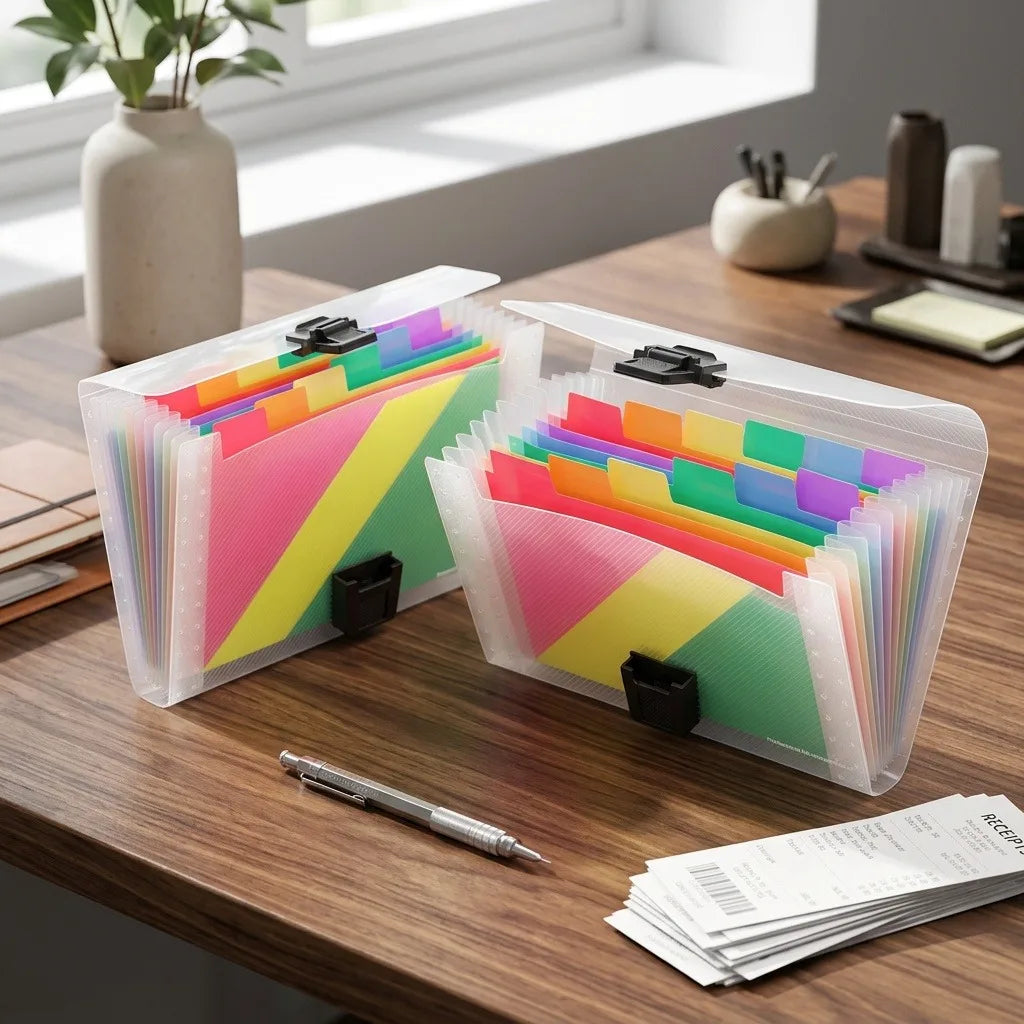 Mini accordion-style file organizer, expandable, portable folders, suitable for office and home use, for back-to-school season