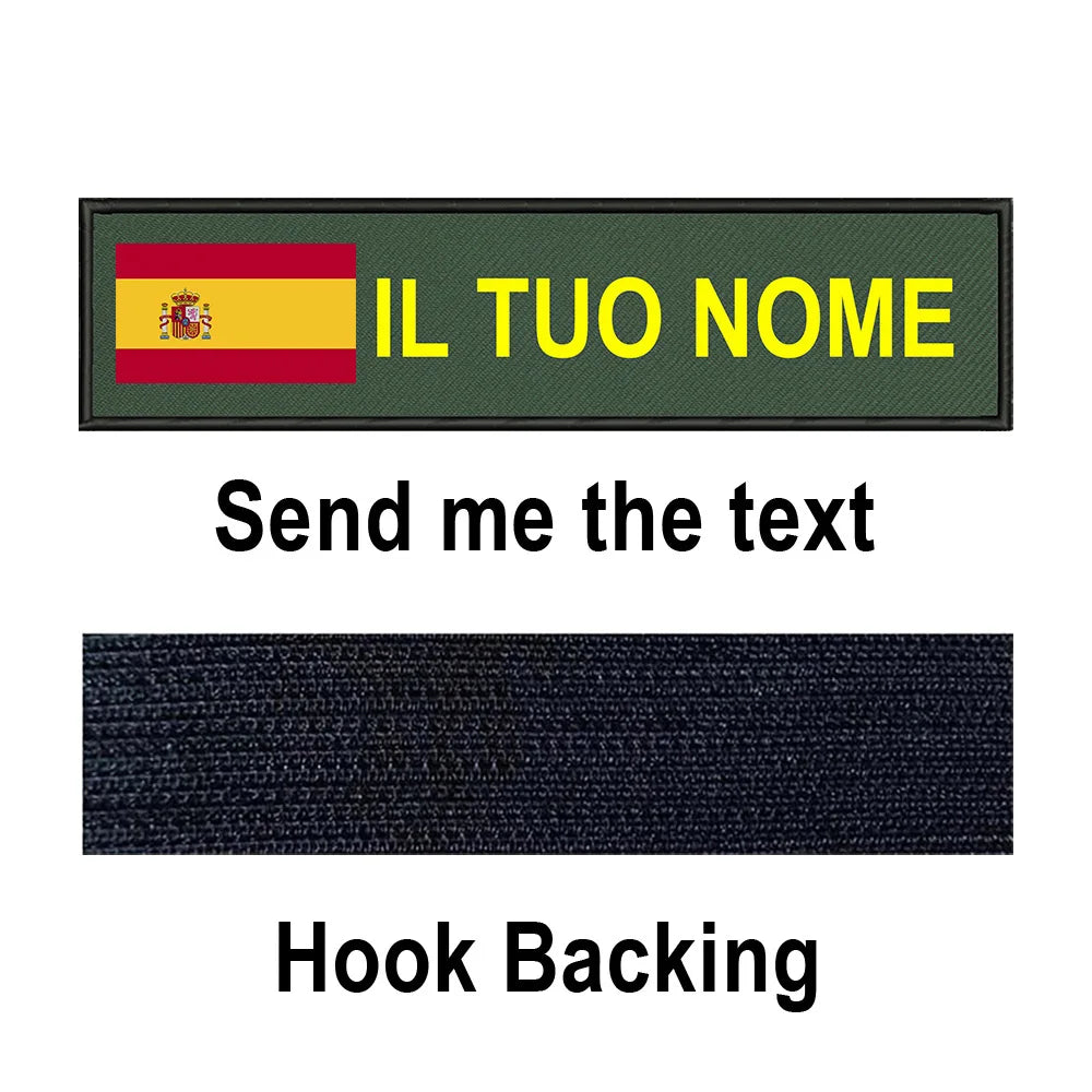 Custom Spain Flag Patch Tactical Patches Personalized Name Stripes Badge Tags Chevrons Armband Hook Loop For Military Backpack
