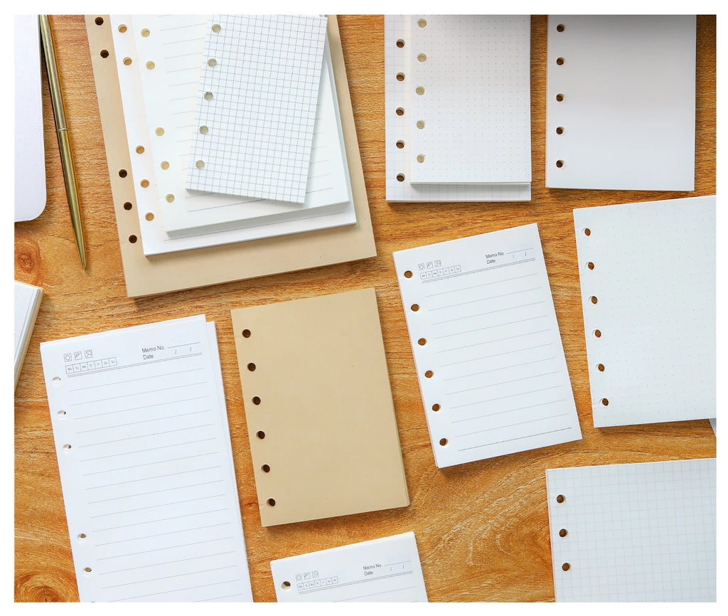 High Quality Ring Binder Notebook A5 Personal A6 A7 A8 Size Insert Refills Loose Leaf Spiral Diary Planner Inner Core 100g Paper