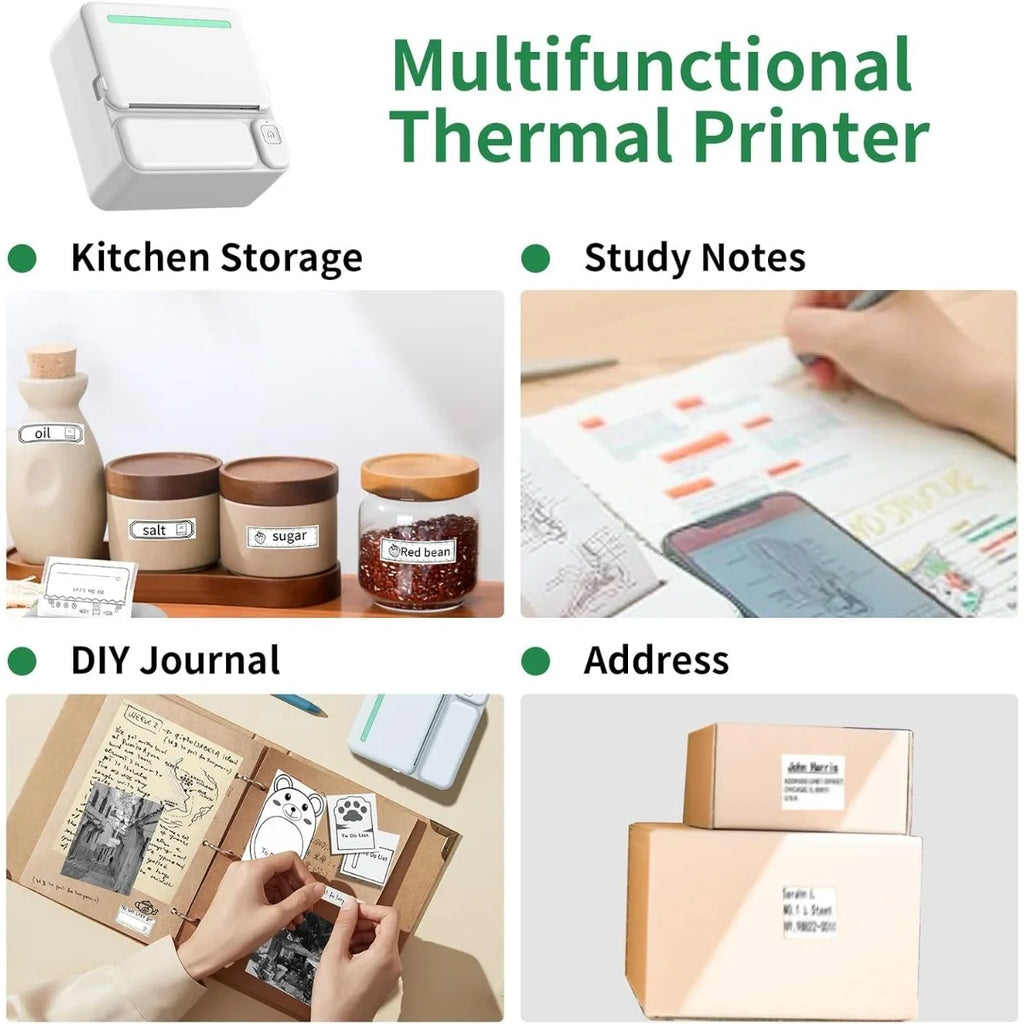 Sticker Printer, Fun Print Pod Mini Bluetooth Portabel Sticker Maker with 3 Rolls Paper, Print Pods Mini Printer