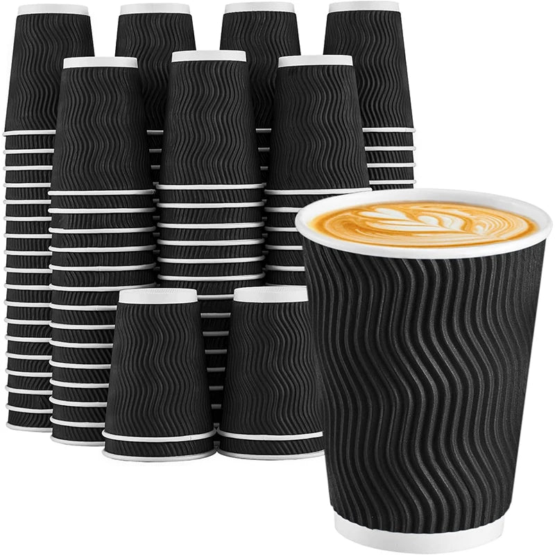 25/50PCS Disposable Corrugated Paper Cups Double-layered Coffee Hot Tea Milk Beverage Paper Cups Party Drinking Accessorie