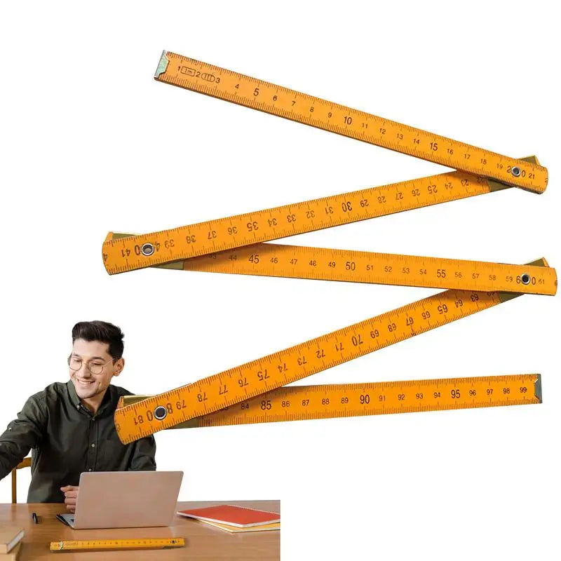 Wooden Foldable Ruler Folding 1 Meter Stick Wood Metric Scale Carpenters Ruler For School Drawing Tools School Supply Teacher