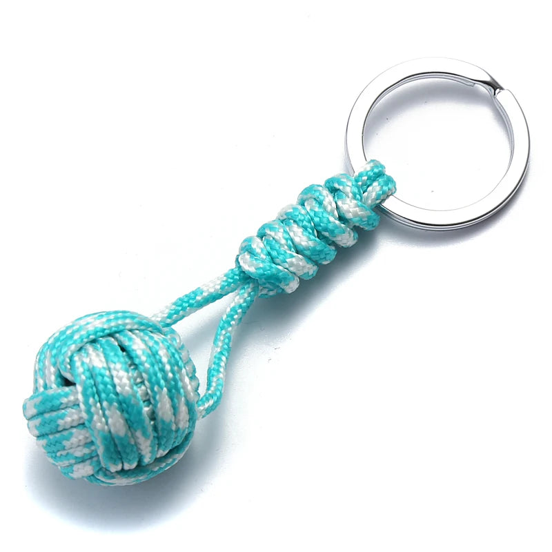 Military Parachute Woven Rope Ball Keychain Paracord Lanyard Key Ring Monkey Fist Key Chains Outdoors Survival Tool Jewelry
