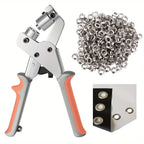 Handheld Grommet Punch Pliers Kit 3/8 Inch Eyelet Setting Tool with 500PCS Metal Grommets for Leather Craft Fabric Clothing Shoes Bags Tarpaulins Belts Curtains DIY Sewing Repair Installation Hand Tool Accessories Set