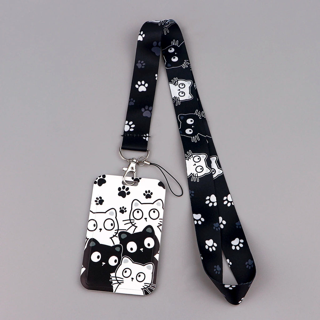 Kawaii Cat Credential Holder Cute Cat Paw Lanyards for Keys Neck Strap ID Card Gym Phone Straps Keychain Keyring Accessories