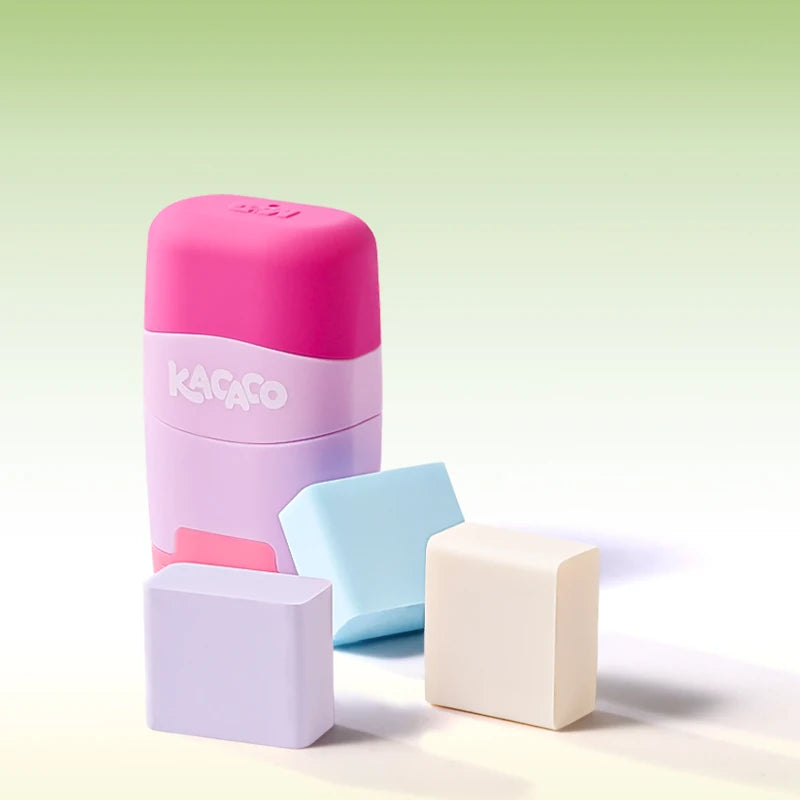 M&G Pencil Sharpener with Eraser Two in One Double Hole Designing Student Pencil Eraser Less Crumbs Clean Replaceable Core