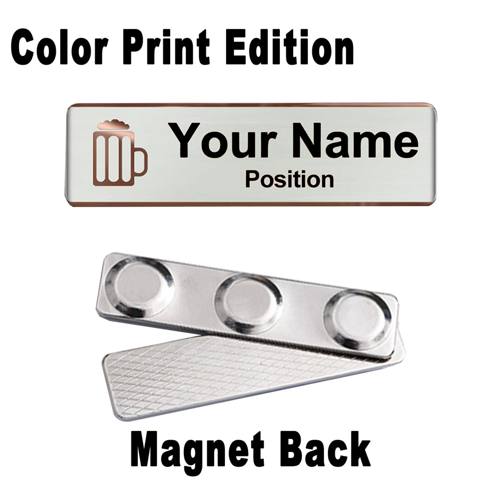Custom Name Badge Engraved Personalized Name Plate Stainless Steel Custom Name Tag with Magnetic Pin Back Pin Clip