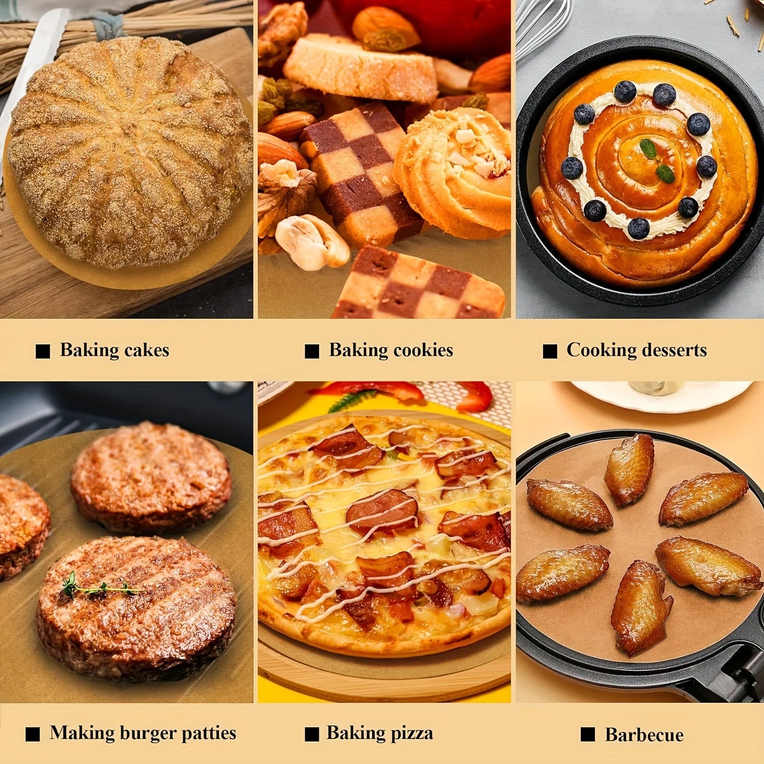 100pcs Round Parchment Papers (6''/8''/9'')  Non-Stick Precut Cake Pan Parchment Liners, For Baking Steaming Air Fryer