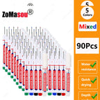 1-90Pcs Waterproof White Long Head Markers Pen 2cm Woodworking Deep Hole Marker Pens Metal Carpenter Black/Red/Blue/Green Ink