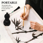 Portable Covered Inkstone Sealed Ink Tray Ink Dish Brush Rest Holder Beginner Student Calligraphy Practice Chinese Inkstone