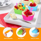 Kids Lunch Bento Box Accessories with Silicone Cupcake Liners for Baking and Small Animal Food Toothpicks Fruit Forks