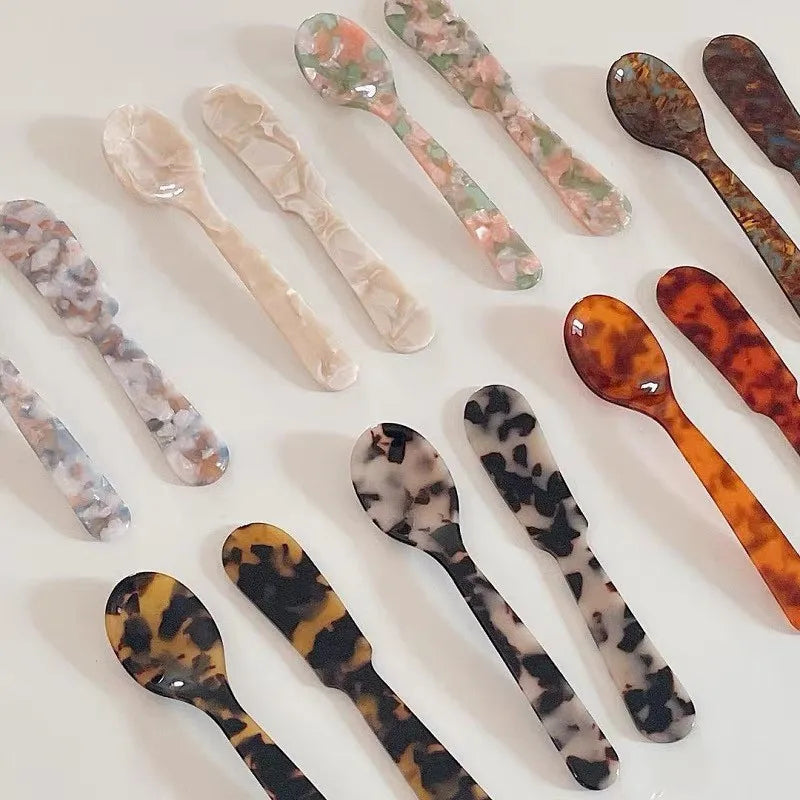 Colorful Acrylic Ice Cream Spoons Coffee Caviar Stirring Spoons Dessert Teaspoons Kitchen Tableware Craft Tools