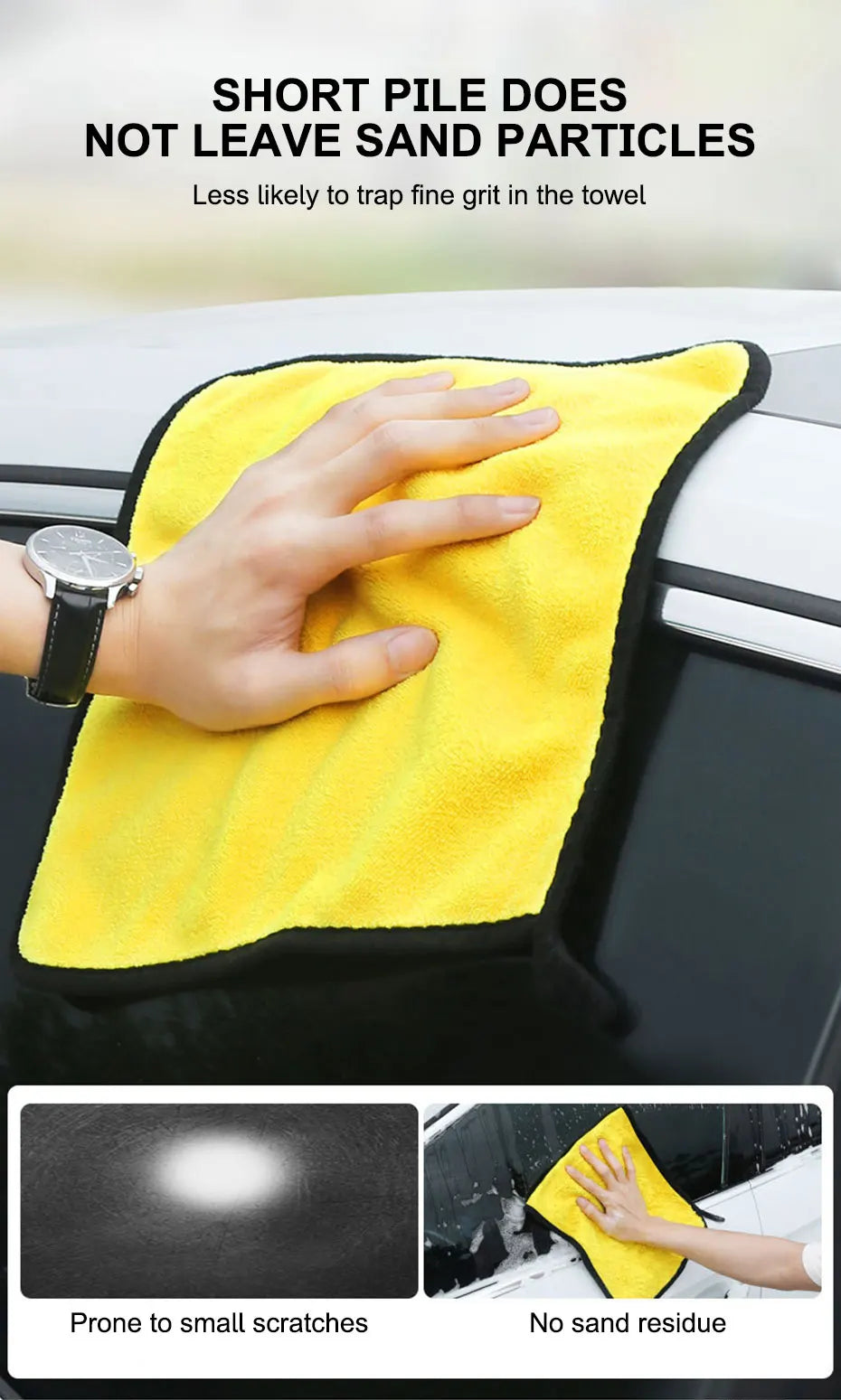 SEAMETAL Microfiber Car Washing Towel 400GSM Double-Sided Coral Velvet Clean Towels High Water Absorption Car Wash Drying Cloth