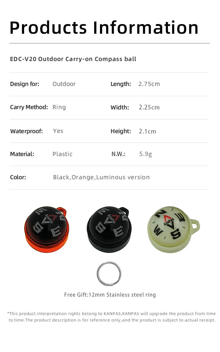 Kanpas EDC Outdoor Compass with Luminous / High Quality Compass / Outdoor Compass / Adventure Compass / K18 / K25