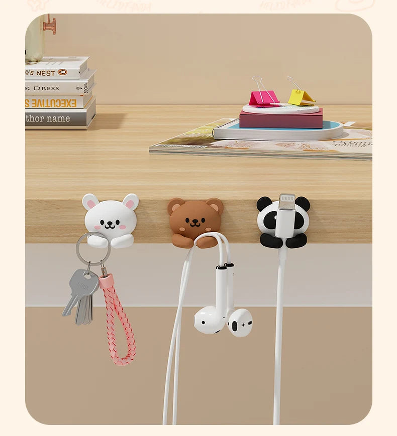 2/3pcs Cute Cartoon Desktop Cable Organizer Managers Self-Adhesive Winder Wire Cord Management Earphone Data Cable Clips Holder