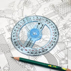 1 Circular Dia.10cm Transparent Plastic 360 Degree Pointer Protractor Ruler Angle For School Office Drafting Supplies Protractor