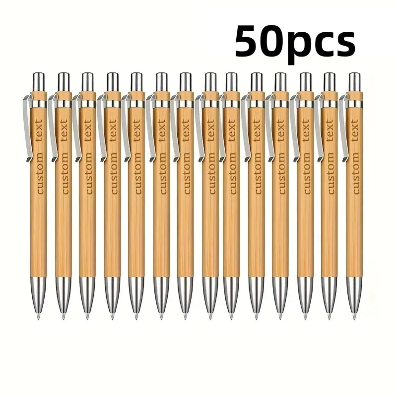 20/50/110PCS Customizable Bamboo Ballpoint Pens Smooth Writing Ideal for School Teachers Offices Advertising Promotional Pens
