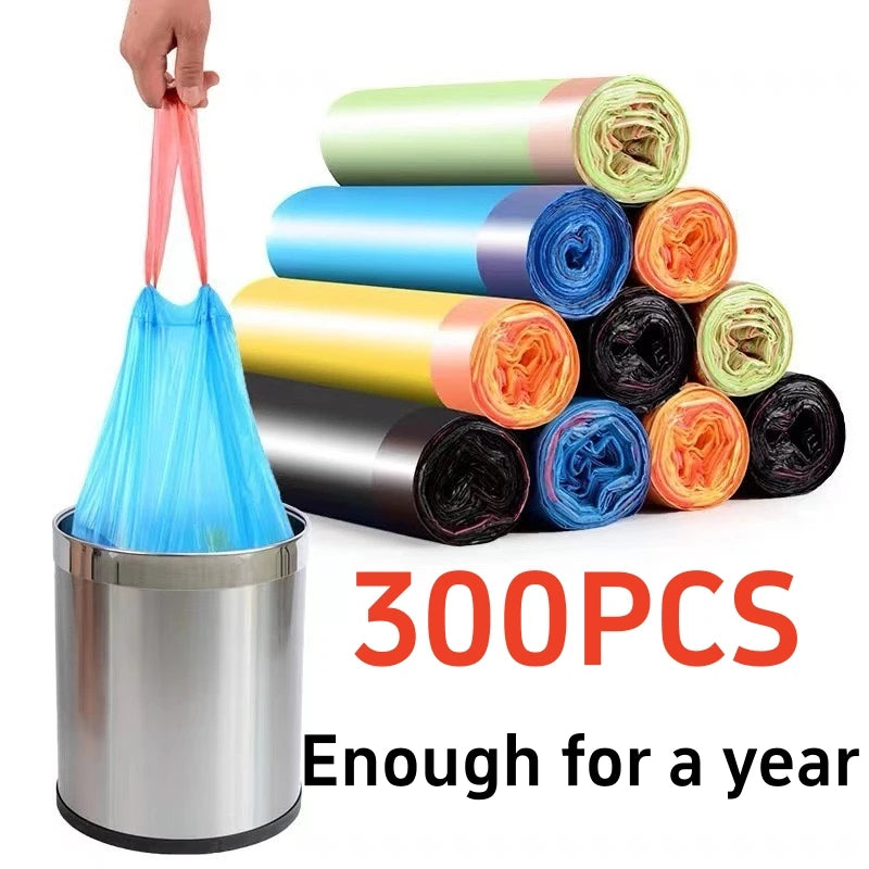30/300pcs Portable garbage bag Thickened Garbage Bag Portable Household Disposable Trash Bags Kitchen accessories