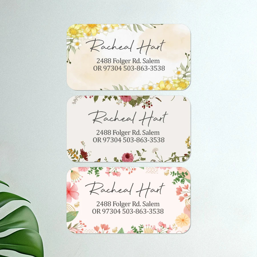 Personalized Floral Mailing Stickers - Self-Adhesive Address Labels for Business/Stationery,Custom Design & Recyclable Material‌
