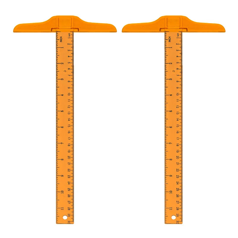2PCS Transparent T-Square Ruler 30cm, Plastic Drawing T-Ruler for Students, Engineering Drafting Tool Set
