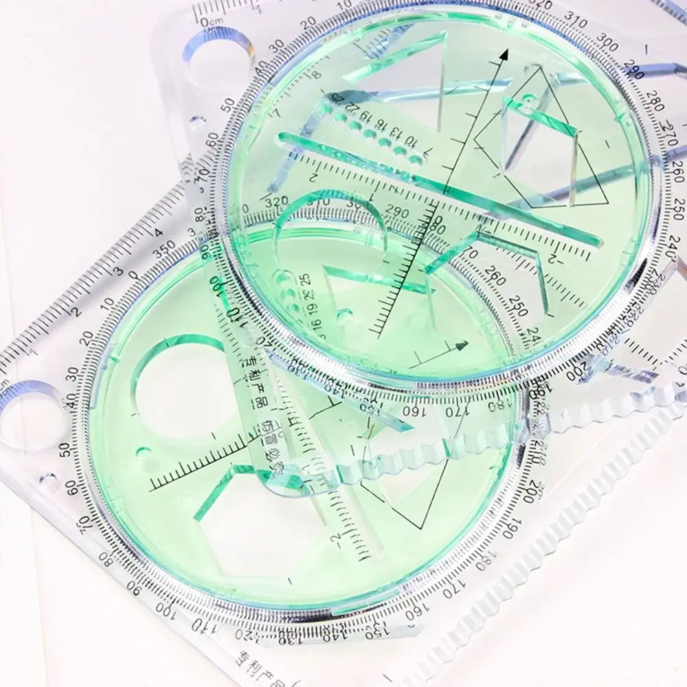 Rotary Multi-function Geometric Drawing Ruler Protractor Learning Measuring Tool Creative Stationery Gift School Office Supplies