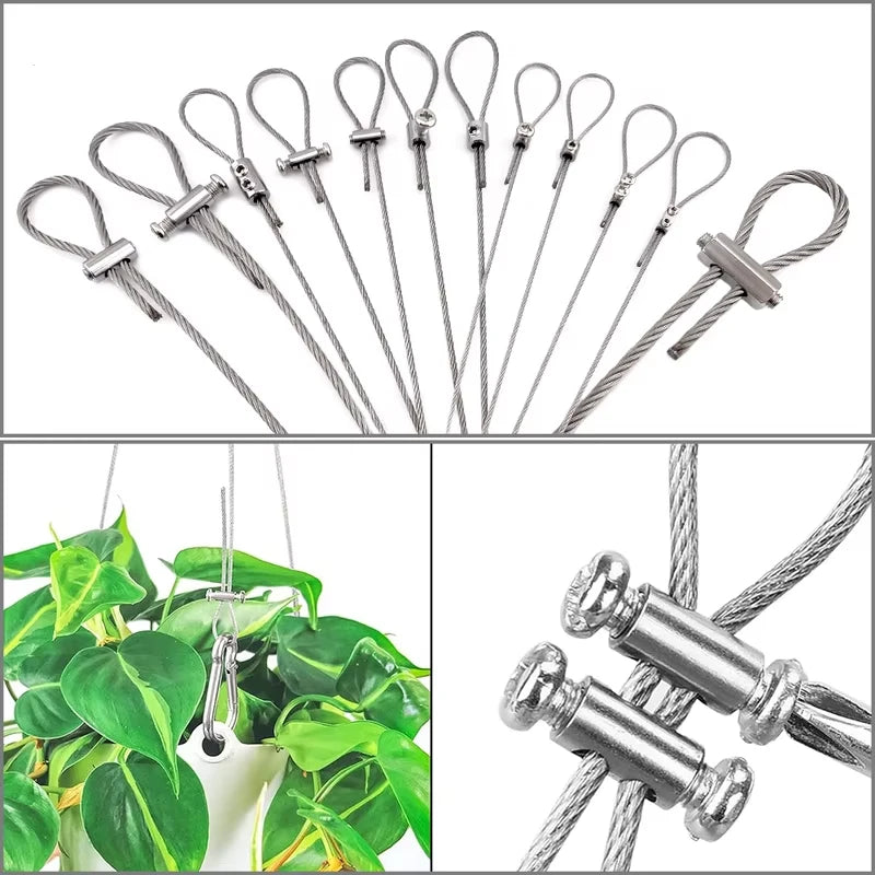 10-20pcs Steel Wire Rope Cable Clamp, Adjustable Metal Fixture Suitable for 1-4mm Stainless Steel Wire Rope