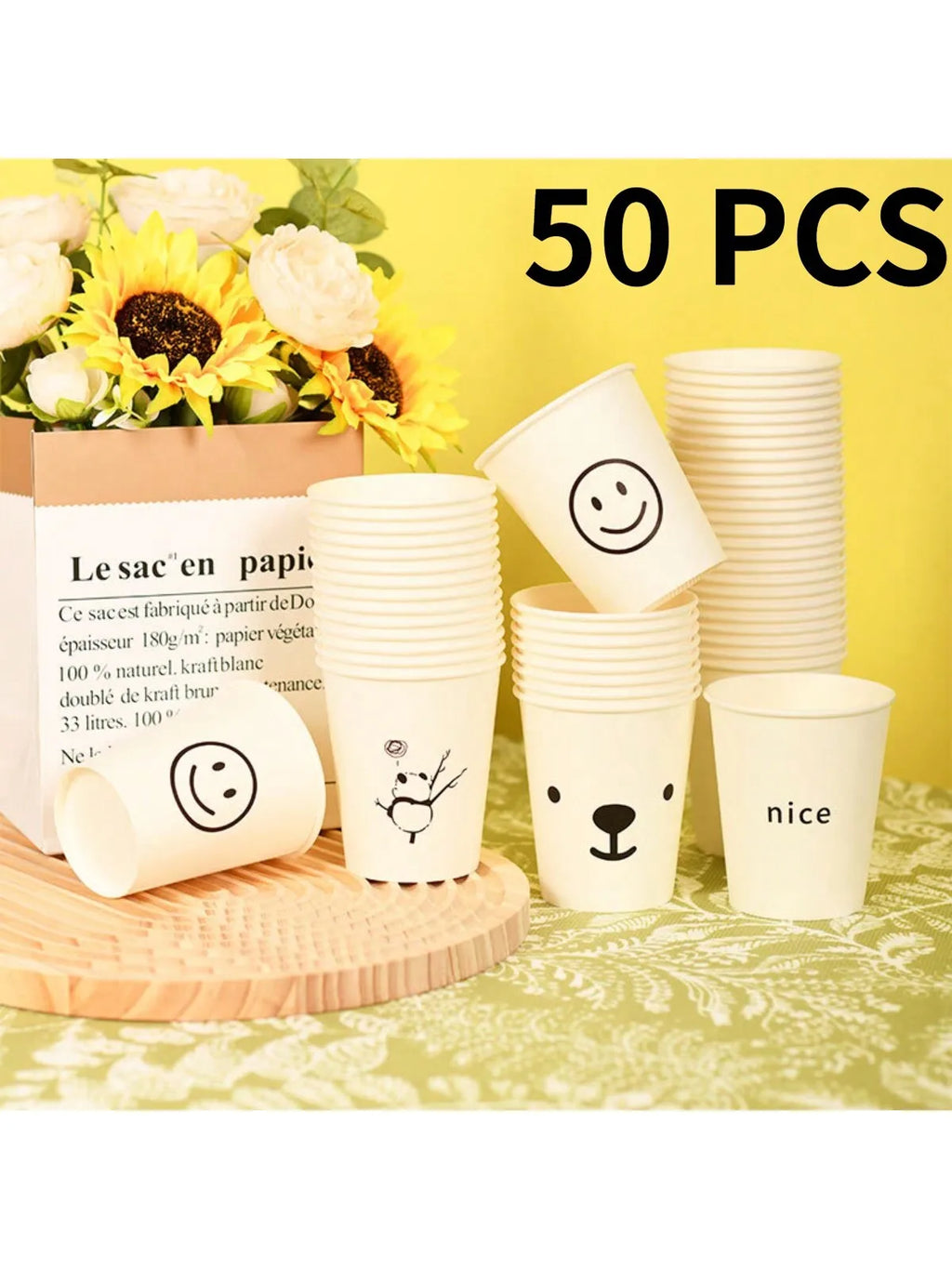 Simple Style Paper Cups, Thickened Office Home Commercial Beverage, Anti-Slip Anti-Leak 250ML, Durable Disposable Drinkware