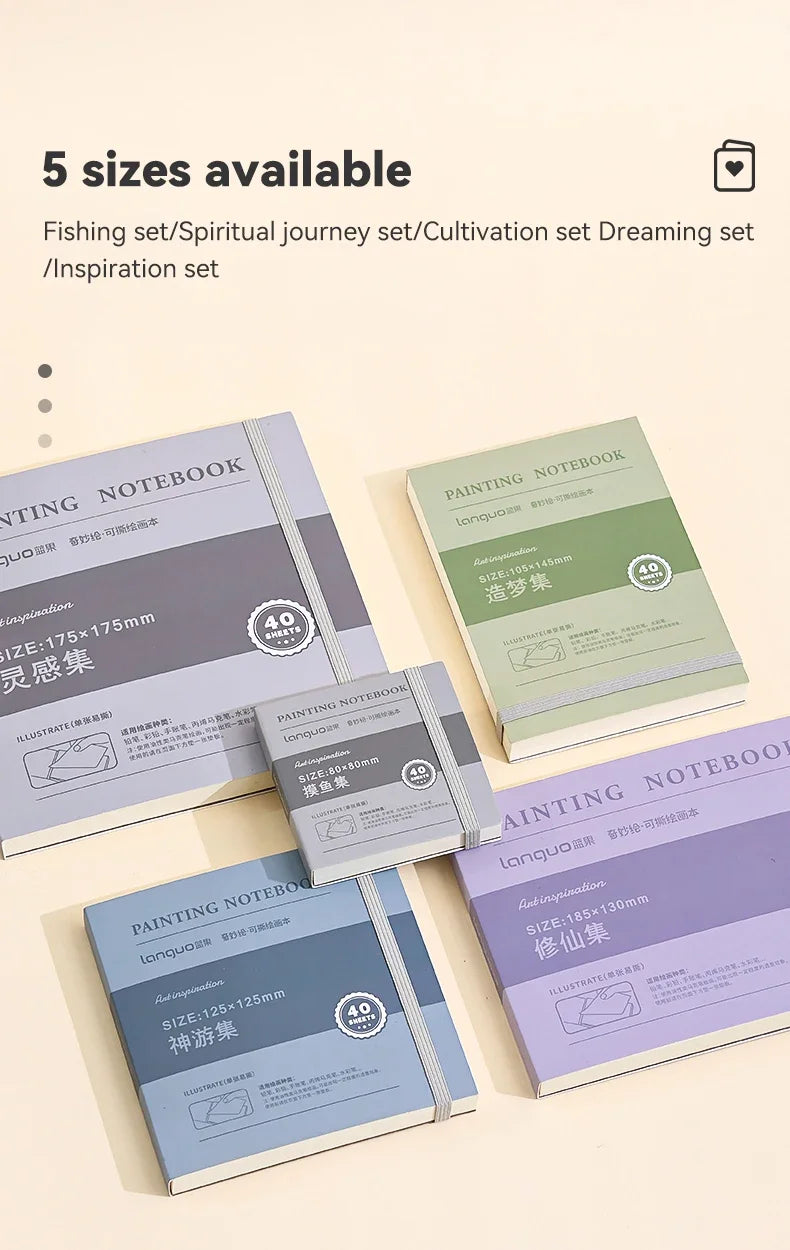 40sheet Tearable Drawing Notebook Sketchbook Handbook 250gsm Paper Mini Book for Watercolor Acrylic Marker Pen Gouache