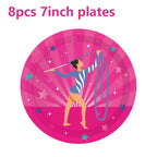Gymnastics Disposable Tableware Cupcake Holder Plates Napkins TableCloth Banner For Birthday Party Dinnerware Party Supplies