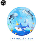 Ocean Shark Theme Disposable Tableware Cute Cartoon Marine Animal Plastic Tablecloth Kids Birthday Party Baby Shower Decor