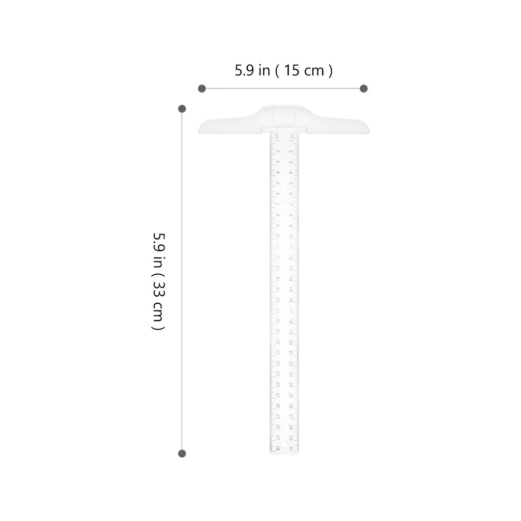 2Pcs Ruler Plastic Drafting T Shape Ruler Accurate Measuring Square for Artists Designers Woodworking Architects
