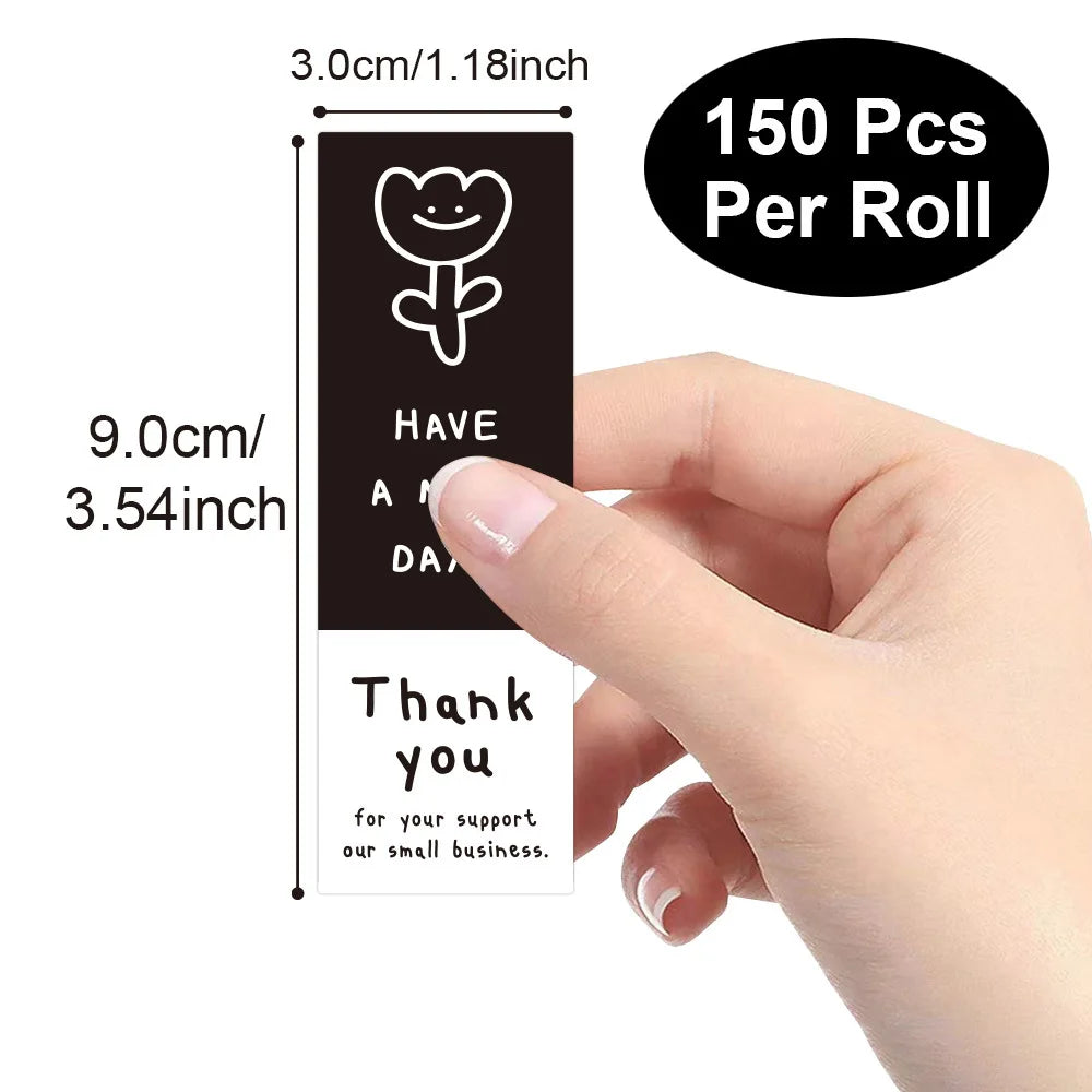 150pcs/roll Box Seal Stickers Rectangle Gift Package Labels Thank You For Your Order Stickers for Baking Decor Gift Bags Packagi