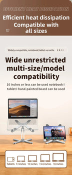 Foldable Laptop Stand 360°Rotation Notebook Table Holder Aluminum Alloy Portable Book Tablet Bracket Open-ended Heat Dissipation