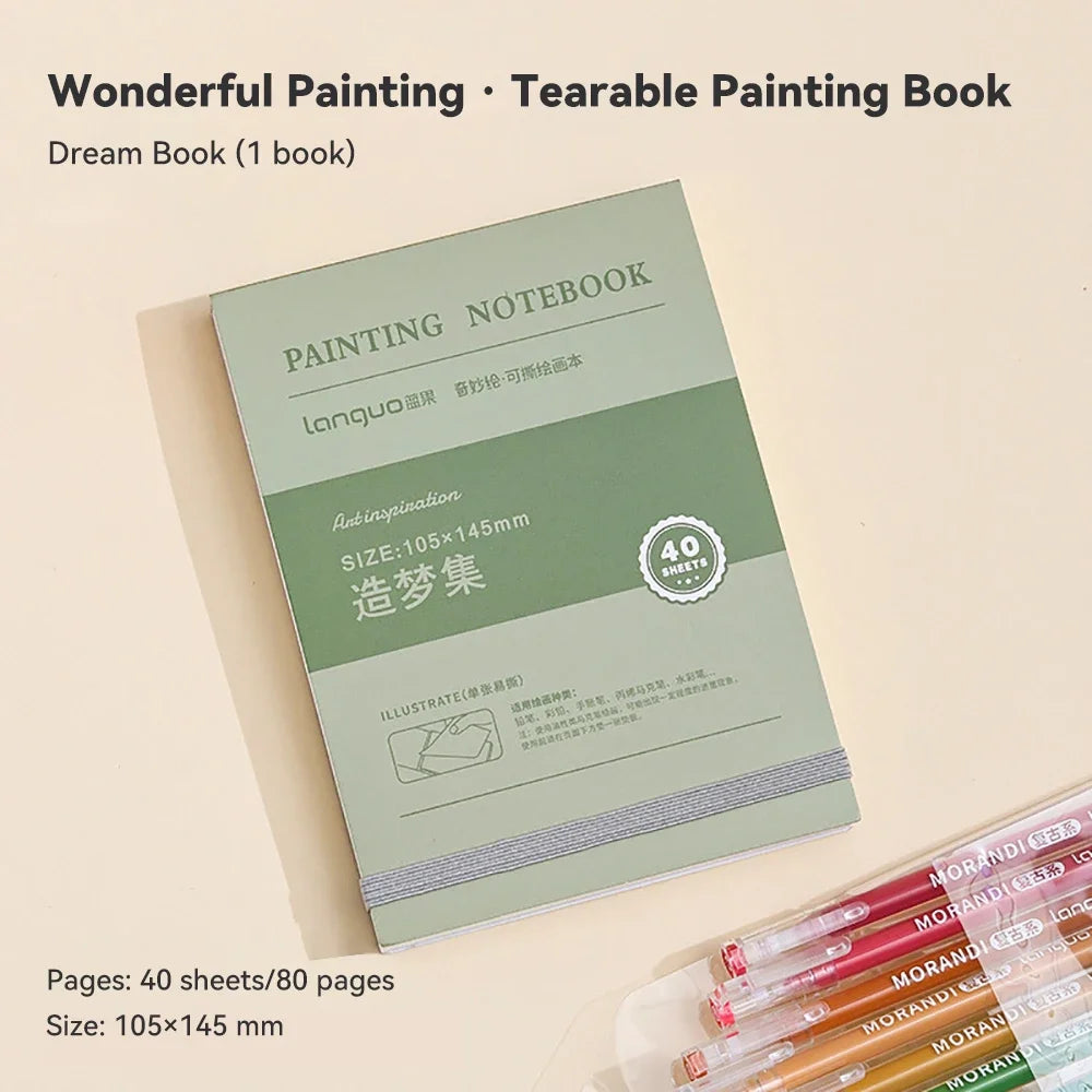 40sheet Tearable Drawing Notebook Sketchbook Handbook 250gsm Paper Mini Book for Watercolor Acrylic Marker Pen Gouache