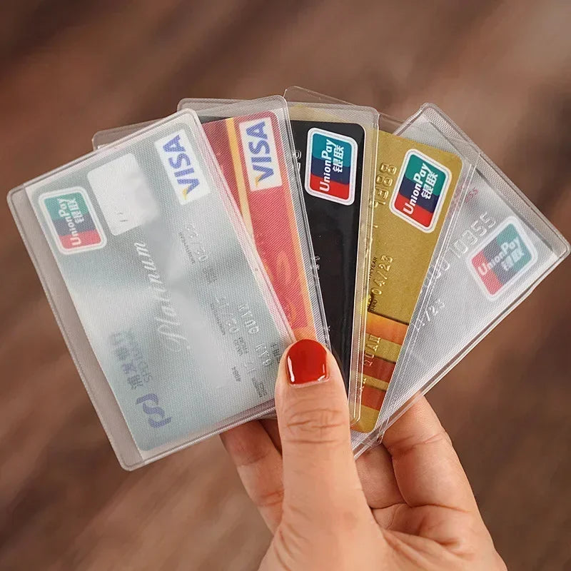 1/5/10PCS Women Men Credit Card case ID Business Card holder bag Protection Document Id Badge Transparent Card Cover Holder PVC