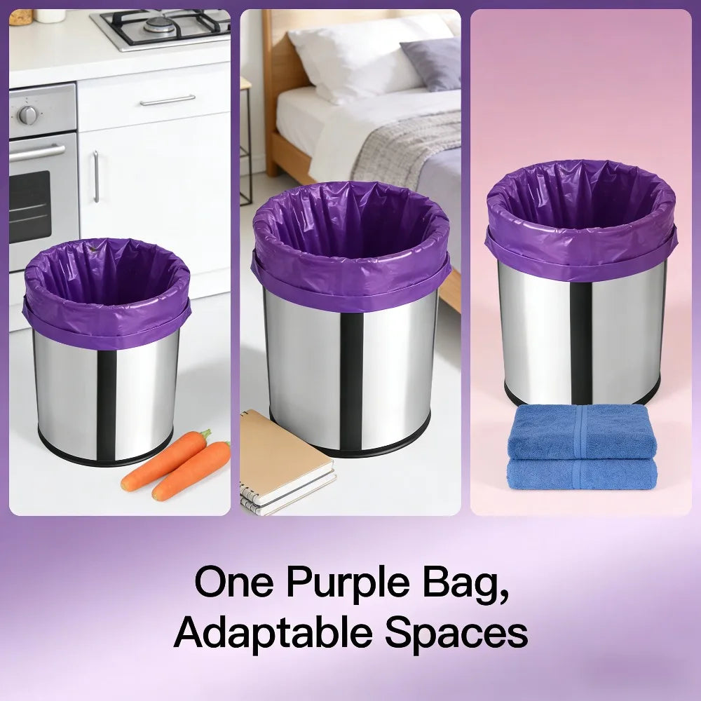 5 Rolls (100 Count) Purple Leak-Proof and Odor-Blocking Trash Bags – Extra-Large, Thick Plastic Bags