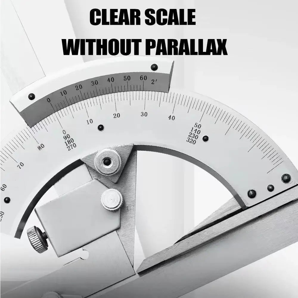 Universal Bevel Protractor 0-320° Precision Angle Finder Stainless Steel Vernier Scale for Woodworking Metalworking Machining