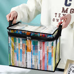 Foldable Transparent Storage Organizer Box Collapsible with Handle for Books Toys Office Supplies Dorm Classroom Home