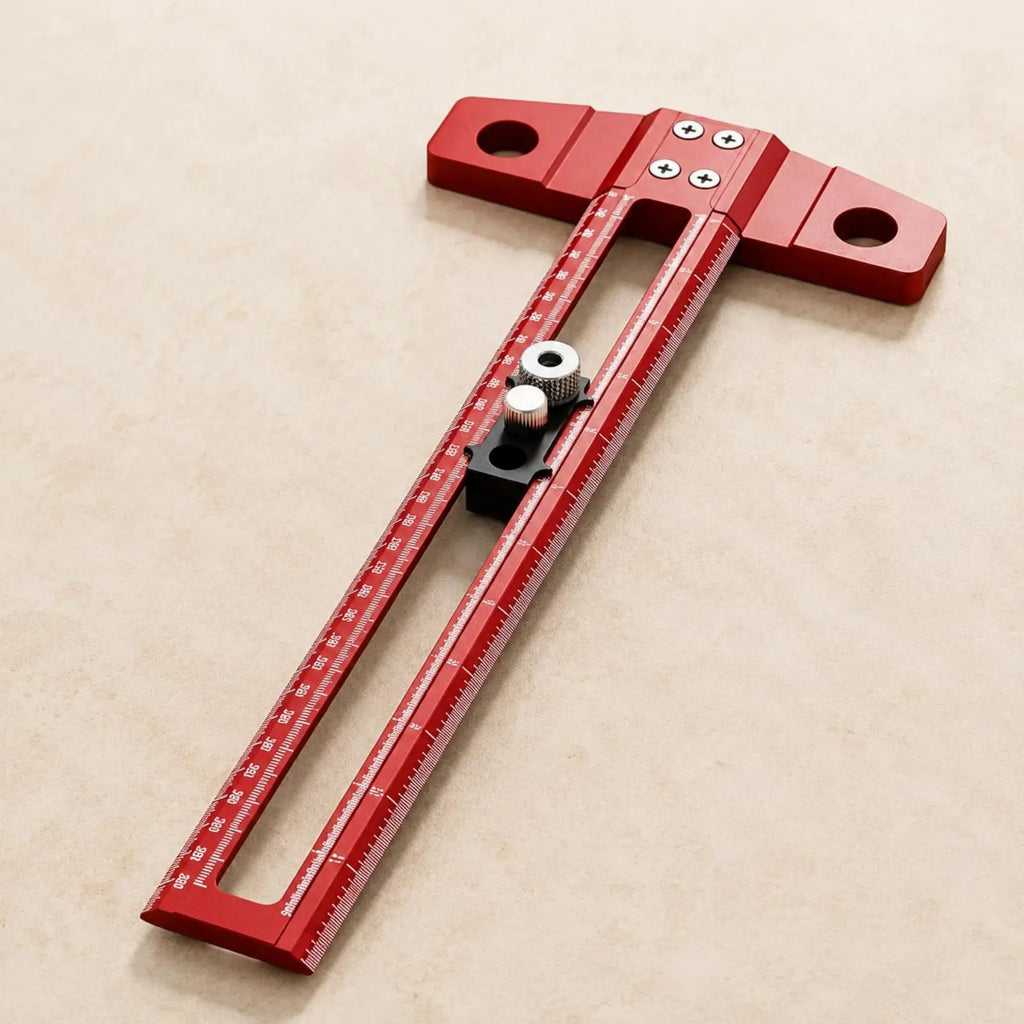 T-Square Ruler Aluminum Alloy Carpenter T Ruler Woodworking Marking Gauge Drill Hole Guide Hand Tool for Carpenters