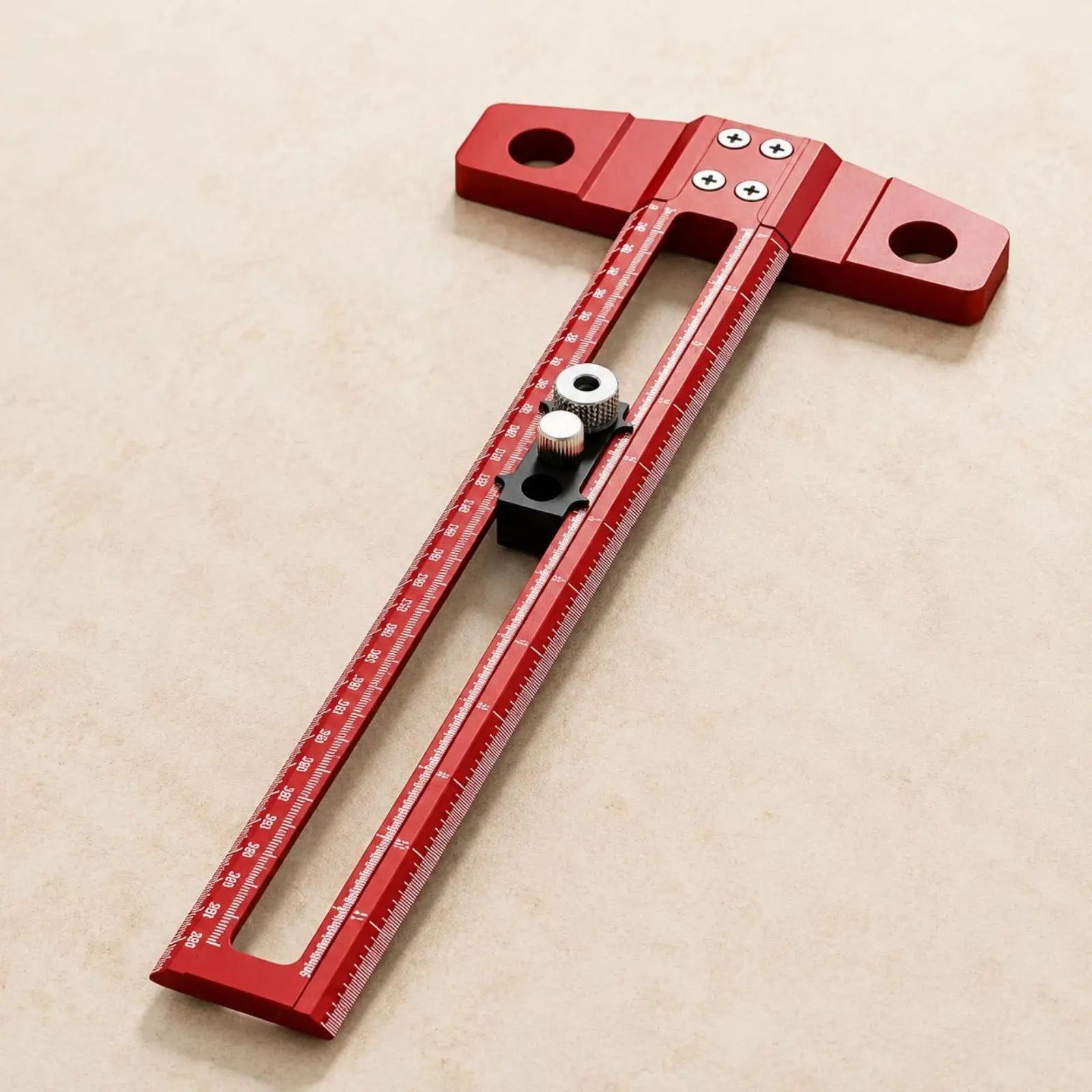 T-Square Ruler Aluminum Alloy Carpenter T Ruler Woodworking Marking Gauge Drill Hole Guide Hand Tool for Carpenters