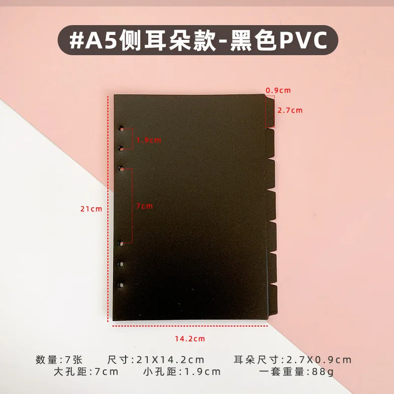 A5/A6 6 Sheets Binder Paper Dividers Page Dividers Notebook Dividers Binder Tabs Dividers Plastic Tabs Dividers Tabs for Binder