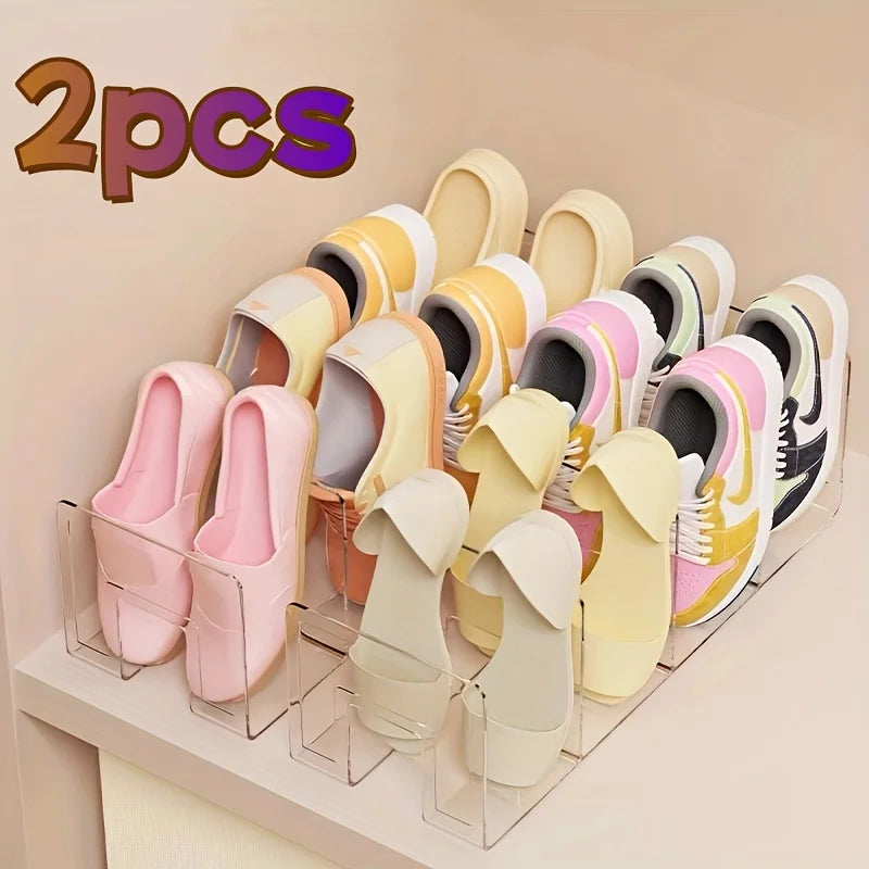 2/4 Pack Space-Saving Vertical Shoe Rack Organizer - Multi-Layer, Easy-to-Assemble, Compact Storage for Home Entryway Cabinet