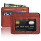 Minimalist Ultra-Thin Transparent ID Window Leather Card Holder – Unisex Compact Credit Card Wallet