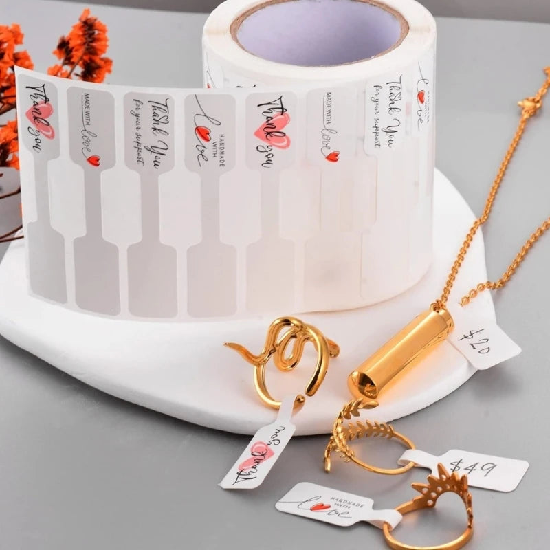Jewelry Price Label 500 Pack Ring Bracelet Sticker Hangtags Jewelry Price Tags Label Display for Necklace Earring Indentificatio