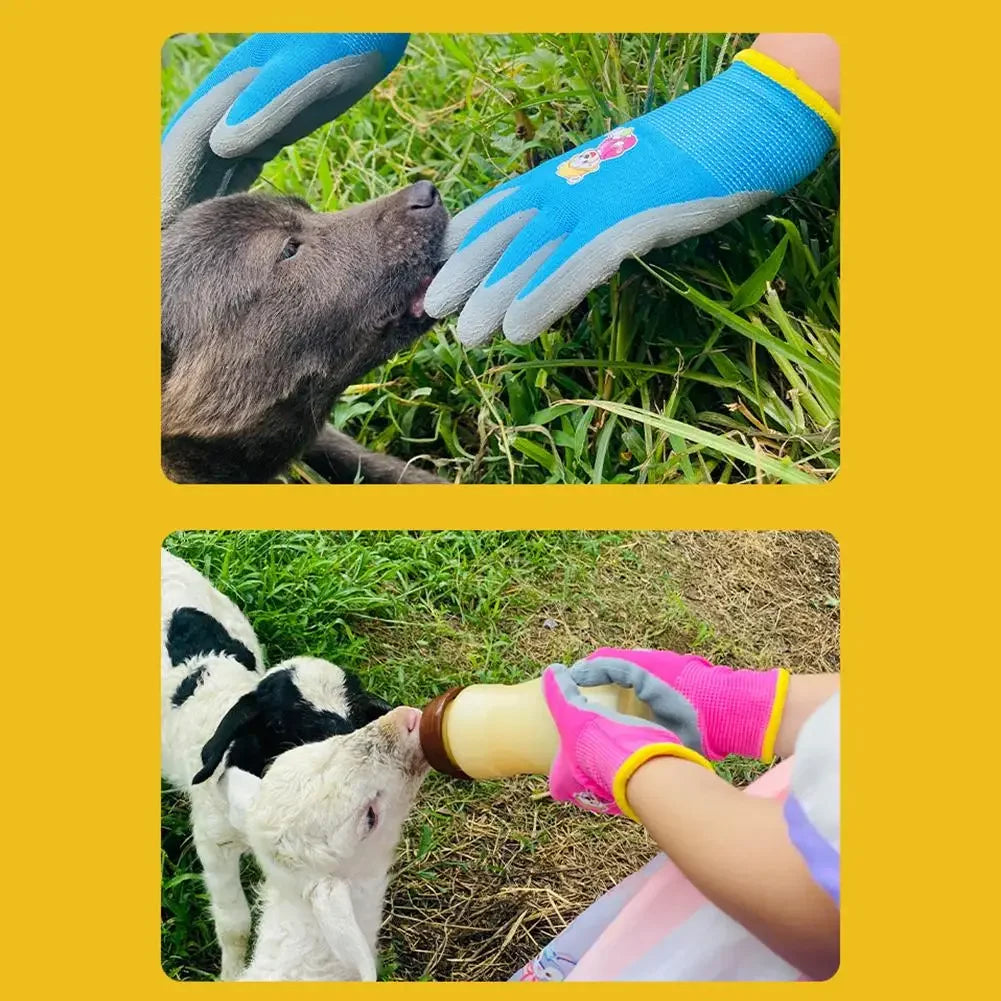 Kids Safety Protection Gloves Durable Waterproof Work Garden Non-Slip,Children Latex Gloves,Puncture-resistant,Kitchen
