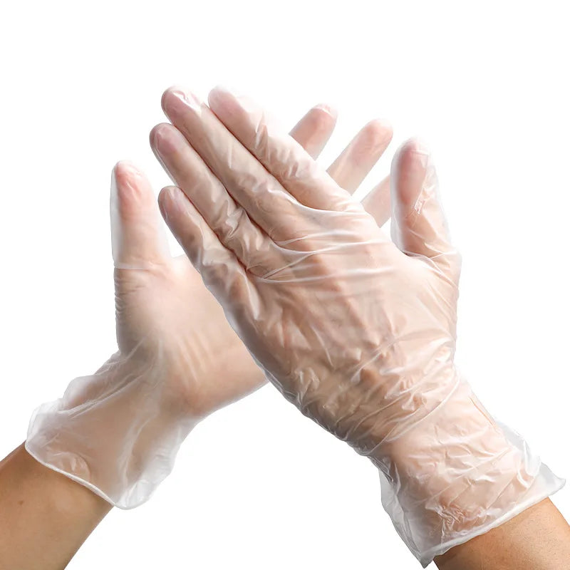 100pcs Transparent disposable latex gloves, suitable for kitchens, bathrooms, pet care, beauty, hair care and hotels, etc