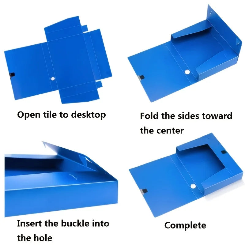 2pcs A4 Colorful File Boxes, Foldable Folder Organizers, Large Capacity for Financial Vouchers with Side Labels, Office Supplies